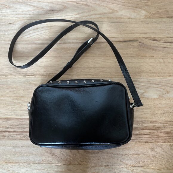 Golden Goose Black Studded Leather Shoulder Bag With Star - Picture 3 of 12